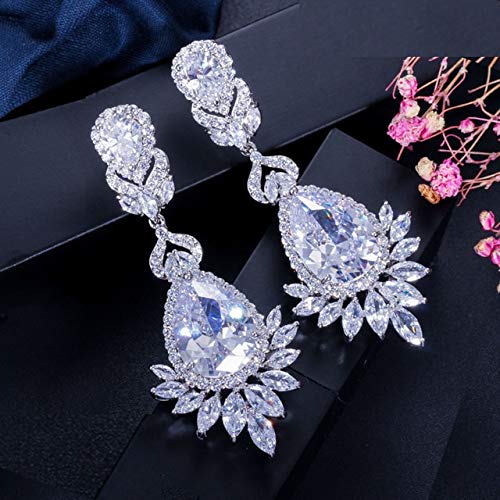 Elegente Abend für Abend Dinnerparty Hochzeit Schmuck Luxus Langes CZ Kristall Big Drop Hangle Ohrringe für Bräute von ZCCZJS