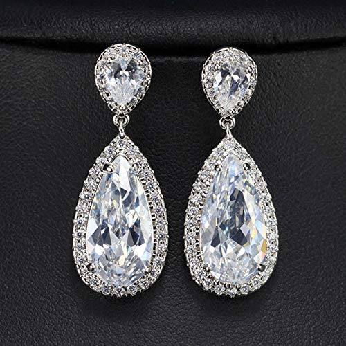 Farbe weiße kubische Zirkonia Kristall lang Tränenstropfen Dangle Ohrringe für Frauen Party Schmuck Geschenk Farbe weiße kubische Zirkonia Kristall lang Tränenstropfen Dangle Ohrringe für Frauen Party Schmuck Geschenk von ZCCZJS