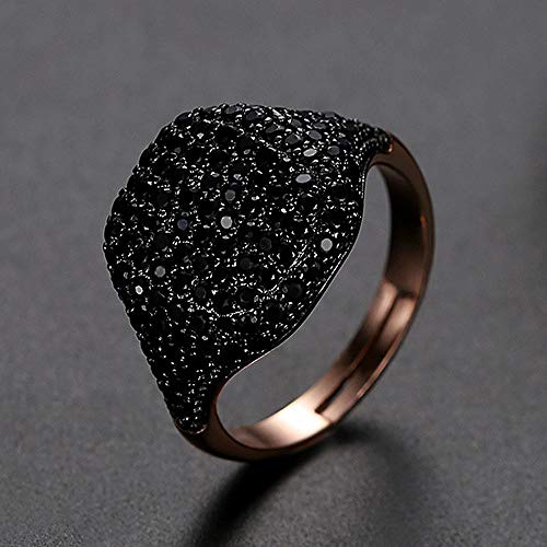 Offene Ringe für Frauen, einstellbarer Ring Europäischer und amerikanischer Retro Schwarzer Kristallring Romantische Schmuck Geschenk für Mädchen Frauen Ehepaar Engagement Hochzeit Eternität Ring von ZCCZJS