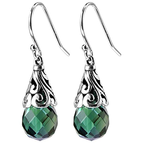 Ohrringe für Frauen, Ohrring S Retro eingelegtes grünes Kristall hohl einfache weibliche Ohrringe grün von ZCCZJS
