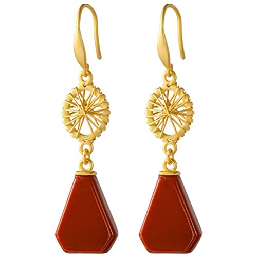 Ohrringe für Frauen, rotes Achat -Ohrring -Handwerk Frauen, die unregelmäßige Ohrringe Schmuckohrring weben von ZCCZJS