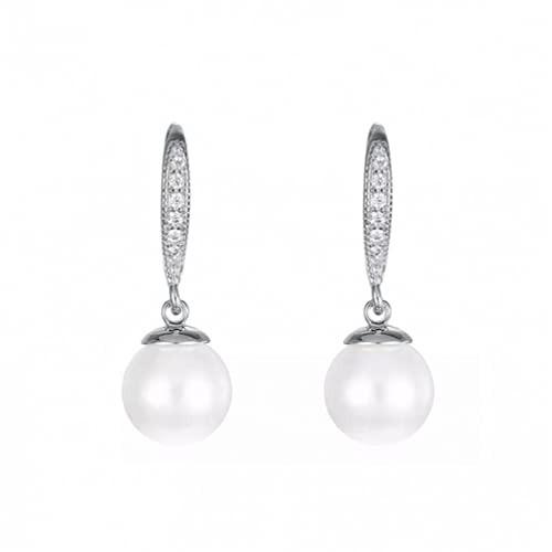 Ohrringe weiblich mit Steinen 925 Schmuck für Frauen baumeln natürliche Perlen weißer Hochzeitsohrring von ZCCZJS
