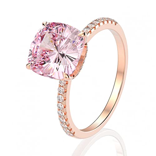 Pink Carbon Diamond Ring 925 Sterling Silber Engagement Ehering weiblicher Schmuck von ZCCZJS