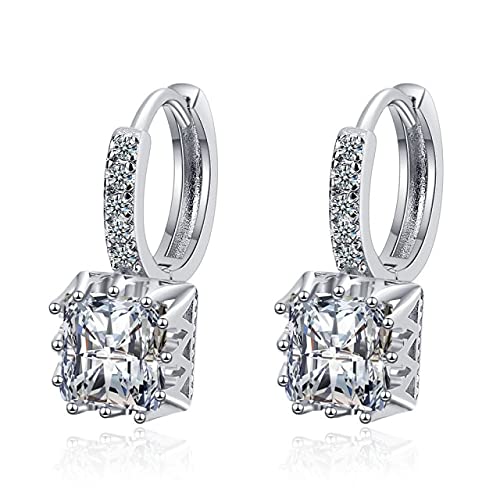 Pink Square Cut Mosaic Cubic Zircon Ohrringe für Frauen Schmuck Statement von ZCCZJS