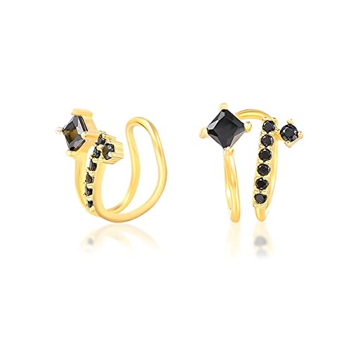 Schwarze Zirkon -Clip -Ohrringe für Frauen exquisite charmante Ohrmanschettenohrring -Schmuck Pendientes von ZCCZJS