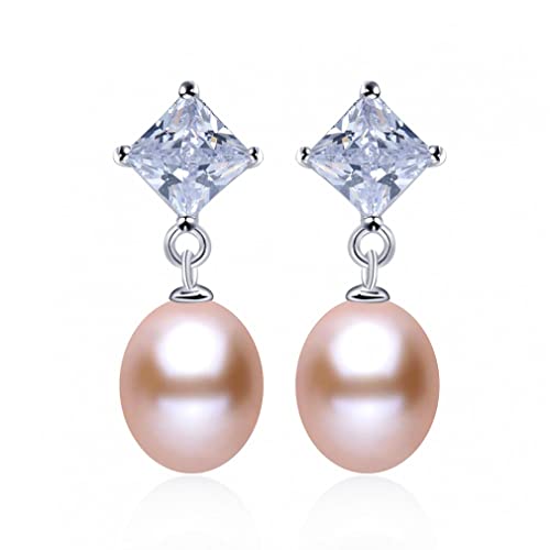 Süßwasserperle glänzender Zirkon Hangle Ohrring natürlicher Tropfen Ohrring Hochzeit Schmuck für Frauen von ZCCZJS