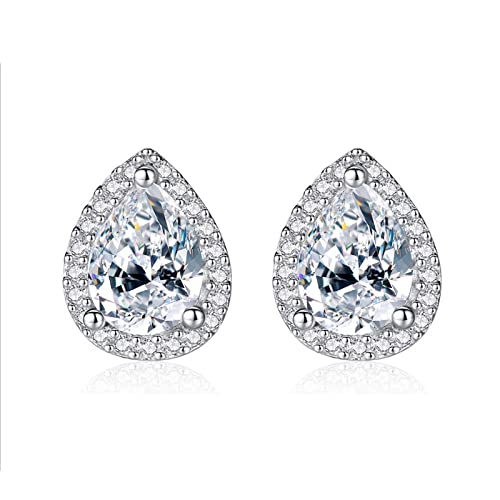 Wassertropfen Diamant Stud Ohrring Sterling Versprechen Hochzeit Ohrringe für Frauen Versprechen Geschenk High-End Ohrringe von ZCCZJS