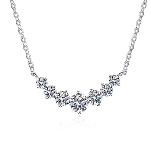 ZCCZJS 1.7/2.8ct Moissanit Anhänger Halskette für Frauen 925 Sterling Silber Halsketten Hochzeitstag Schmuck von ZCCZJS