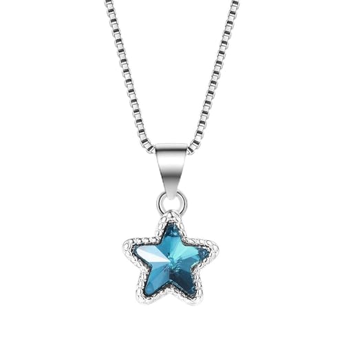 ZCCZJS 100% 925 Feste Halskette Frauen Mädchen süßer Stern Blau 40 cm kurzes Schlüsselbeutel Halskette für Teenagerschmuck ZCCZJS 100% 925 Feste Halskette Frauen Mädchen süßer Stern Blau 40 cm kurzes Schlüsselbeutel Halskette für Teenagerschmuck von ZCCZJS