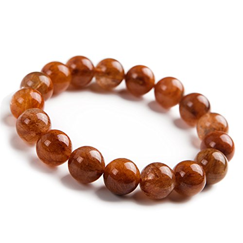 ZCCZJS 12 mm natürliches echtes Kupfer -Rutilated Quarzkristall -Rundperlenarmband von ZCCZJS