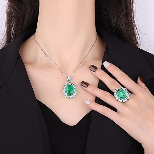ZCCZJS 13 * 18mm Smaragd Saphir Anhänger Halskette Ringe für Frauen Hochzeit Schmuck Sets Zubehör Geschenk ZCCZJS 13 * 18mm Smaragd Saphir Anhänger Halskette Ringe für Frauen Hochzeit Schmuck Sets Zubehör Geschenk von ZCCZJS