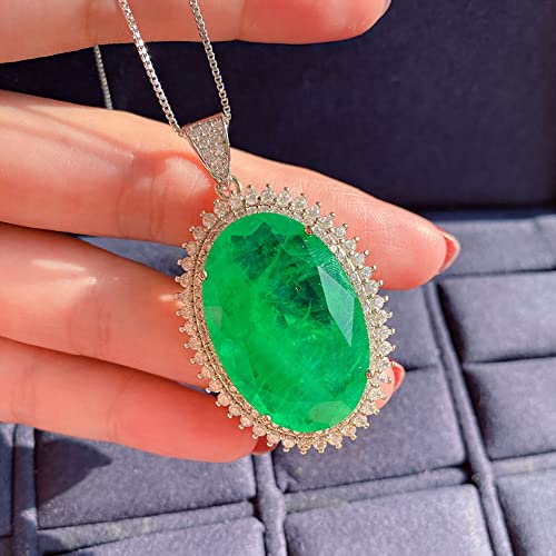 ZCCZJS 20 * 30 mm Paraiba Turmaline Emerald Pink Quarz Big Edelstein Anhänger Halskette Schmuckzubehör für Frauen von ZCCZJS
