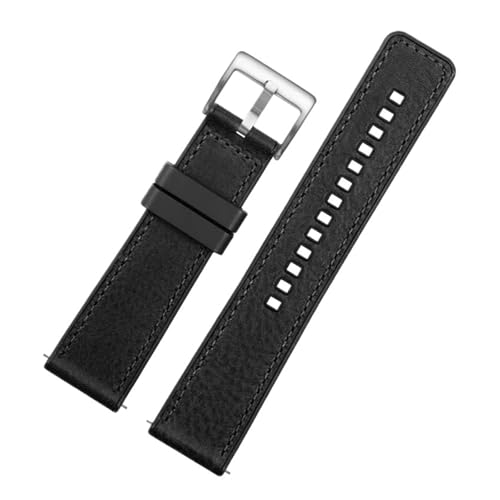 ZCCZJS 20mm 22 mm 24mm Armband kompatibel mit Panerai Breitling Italien Cowhide Watch Kette Herren Leder Uhrengurt Schnelles Detacha (schwarz schwarz, 22 mm) von ZCCZJS