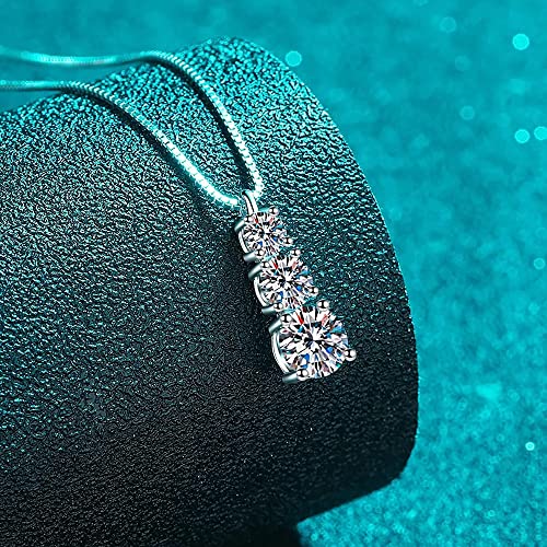 ZCCZJS 3 Steine feste Anhänger Halskette mit 1,8 Karat Moissanit 925 Silberhalskette für Frauen Schmuckgeschenk ZCCZJS 3 Steine feste Anhänger Halskette mit 1,8 Karat Moissanit 925 Silberhalskette für Frauen Schmuckgeschenk von ZCCZJS