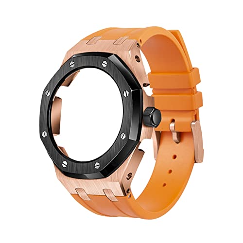 ZCCZJS 4. Gen 316L Edelstahl Roségold mit Gummiband-Metallverschluss für GA2100/GA-2110 von ZCCZJS