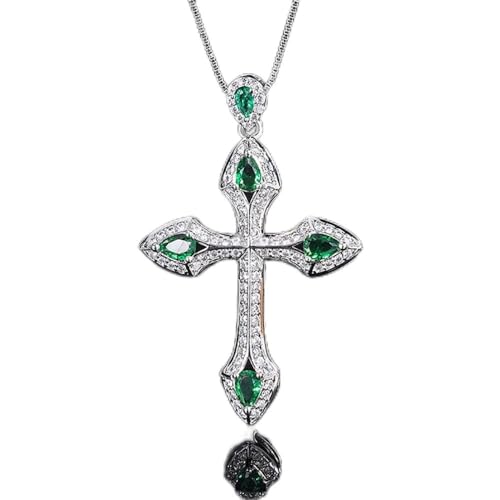 ZCCZJS 5 * 7mm Smaragd Ruby Sapphire Cross Anhänger Halsketten für Frauen Edelstein Schmuck Dame Geschenke in China hergestellt von ZCCZJS