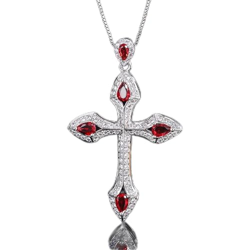 ZCCZJS 5 * 7mm Smaragd Ruby Sapphire Cross Anhänger Halsketten für Frauen Edelstein Schmuck Dame Geschenke in China hergestellt von ZCCZJS