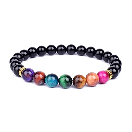 ZCCZJS 5a Tiger Eye Braceletts Männer 7 Chakra Heilungsballe Armband für Frauen Reiki Gebet Tiger Augen Stein Yoga Armband Schmuck Schmuck von ZCCZJS