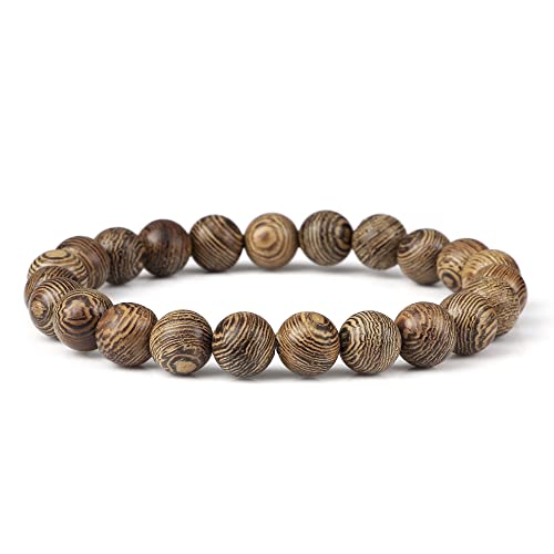 ZCCZJS 6 8 10 12 mm Holzperlen Armbänder Männer elastische buddhistische Gebetsarmbänder & Armreifen handgefertigt Frauen Yoga von ZCCZJS