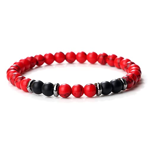 ZCCZJS 6 mm Perlen Armbänder Männer natürlicher Tiger Augenstein Schwarzer Onyx Strang Armband Stretch Armreifen Frauen Energie Yoga Handgelenk von ZCCZJS