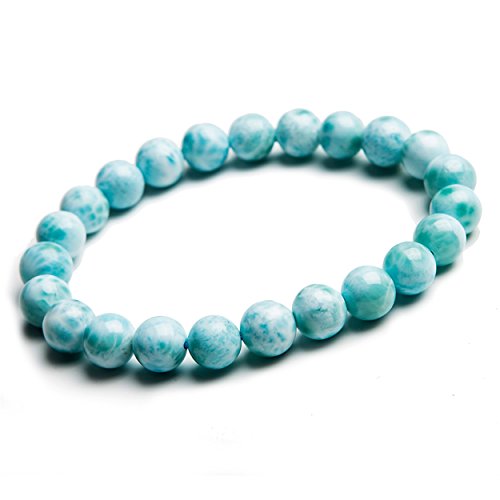 ZCCZJS 8 mm echte natürliche Larimar -Edelsteinkristallkristall -Runde Perlen -Stretcharmband von ZCCZJS