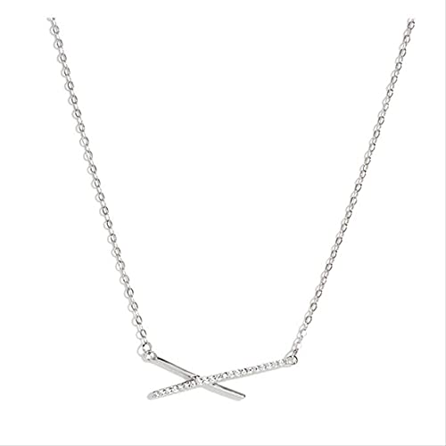 ZCCZJS 925 AAA Zirkon Anhänger Halsketten Geometrische Streifen x Form Halskette Frauen Fein Schmuck Hochzeitsgeschenk von ZCCZJS