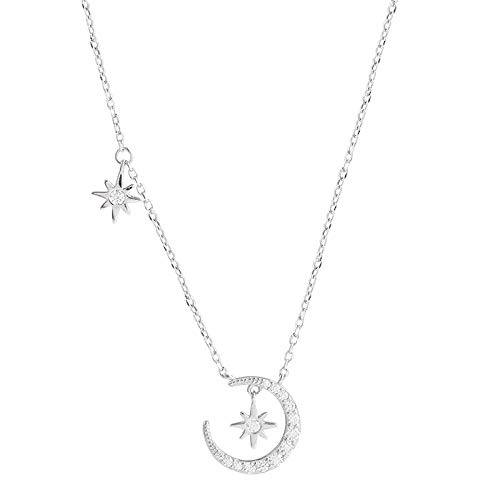 ZCCZJS 925 Diamond Star Moon Halskette AAA Zirkon Anhänger Halskette für Frauen Schmuck Hochzeit Geschenk von ZCCZJS