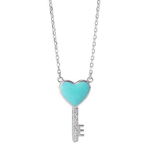 ZCCZJS 925 Einfache Liebe Epoxy Blaue Halskette Frauen -Schlüssel -Form -Schmuckanhänger Liebhaber Schmuckschmelze Kette Kette von ZCCZJS