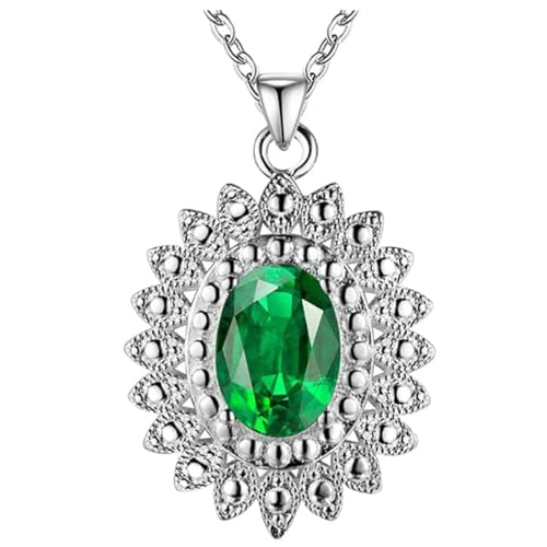 ZCCZJS 925 Schmuckfarbe Edelstein Halskette für Frauen Aquamarin Saphir Ruby Emerald Topaz Sonnenblume von ZCCZJS