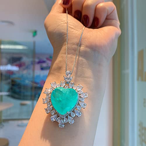 ZCCZJS 925 Sterling Silber 20 * 20mm Turmaline Emerald Diamond Anhänger Halskette für Frauen Hochzeit Schmuck von ZCCZJS