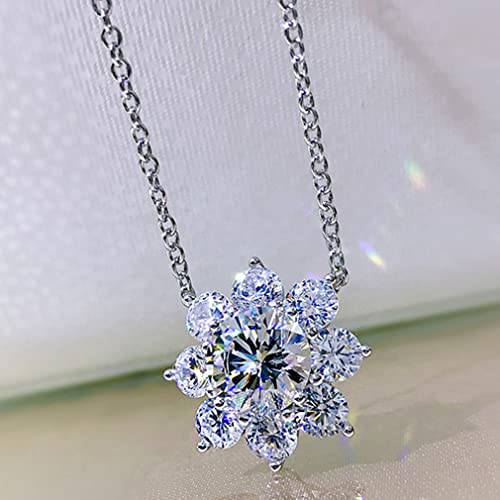 ZCCZJS 925 Sterling Silber 8 mm Moissanit Edelstein Hochzeitsblumen Anhänger Halskette für Frauen Fein Schmuck Geschenk von ZCCZJS
