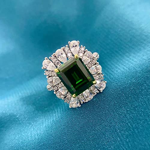 ZCCZJS 925 Sterling Silber 9 * 11 mm Smaragd Carbon Diamond Ehering für Frauen funkelnder Schmuck von ZCCZJS