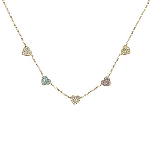 ZCCZJS 925 Sterling Silber Frauen Mode farbenfrohe Kristall Zirkonia Herz Halsketten Beste Partyschmuck von ZCCZJS