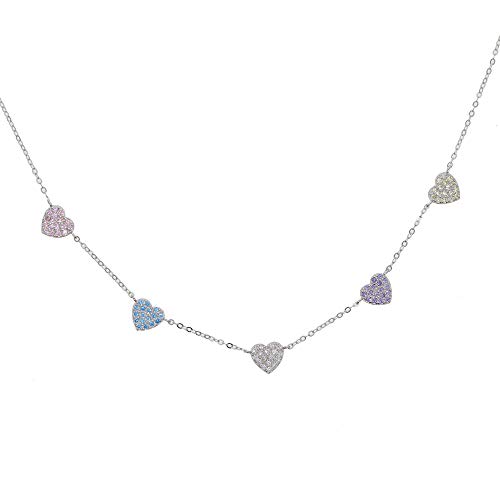 ZCCZJS 925 Sterling Silber Frauen Mode farbenfrohe Kristall Zirkonia Herz Halsketten Beste Partyschmuck von ZCCZJS