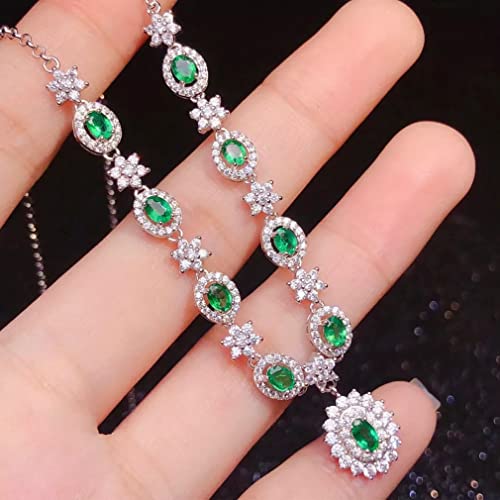 ZCCZJS 925 Sterling Silber Oval Natural Green Edelstein Halskette für Frauen Hochzeit Schmuck ZCCZJS 925 Sterling Silber Oval Natural Green Edelstein Halskette für Frauen Hochzeit Schmuck von ZCCZJS