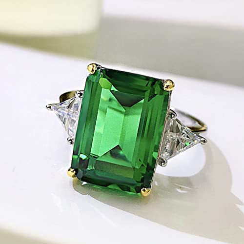 ZCCZJS 925 Sterling Silber Sparkling 10 * 14 mm Smaragd geschnittenen grünen Ehering für Frauen für Karo -Diamantschmuck Geschenke von ZCCZJS