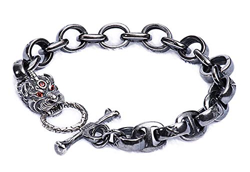 ZCCZJS 925 Sterling Silver Unicorn Dragon Armband, chinesische Stil Domineering Retro Punk Armbänder Männer und Frauen Paar Punk High-End Lucky Gift Souvenir Schmuck. von ZCCZJS