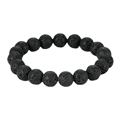 ZCCZJS Ätherisches Ölarmband für Frauen, 6 mm 8 mm 10 mm 12 mm 14 mm Lava Steinarmband Womens Elastic Armbänder 19cm von ZCCZJS