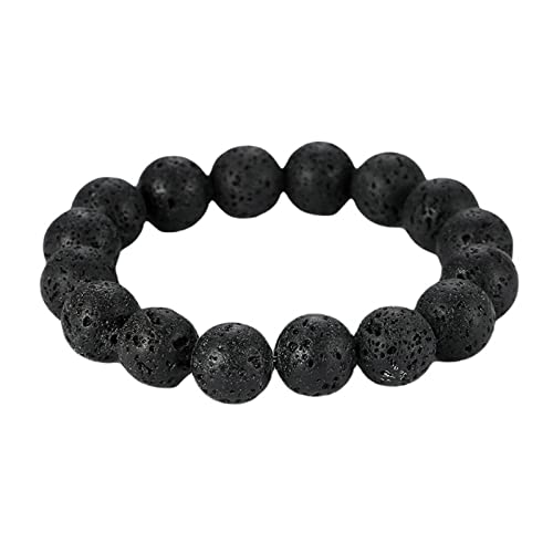 ZCCZJS Ätherisches Ölarmband für Frauen, 6 mm 8 mm 10 mm 12 mm 14 mm Lava Steinarmband Womens Elastic Armbänder 19cm von ZCCZJS