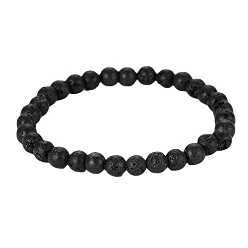 ZCCZJS Ätherisches Ölarmband für Frauen, 6 mm 8 mm 10 mm 12 mm 14 mm Lava Steinarmband Womens Elastic Armbänder 19cm von ZCCZJS