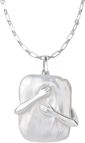 ZCCZJS Accessoires 925 Sterling Silber Umarmung Halskette für Frauen und Männer, umarmte Hundehalskette, Mutter und Kind Umarmung, Umarmung des Wingelflügels Anhänger, zwei Hände Umarmungen und Küsse von ZCCZJS