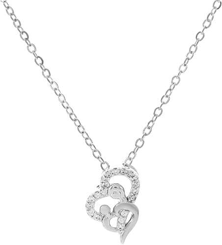 ZCCZJS Accessoires 925 Sterling Silber Umarmung Halskette für Frauen und Männer, umarmte Hundehalskette, Mutter und Kind Umarmung, Umarmung des Wingelflügels Anhänger, zwei Hände Umarmungen und Küsse von ZCCZJS