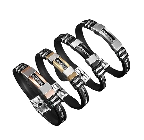 ZCCZJS Armbänder für Männer Armband Frauen Armband Männer Handgelenk Band Schwarz Silikon Mesh Link Insert Bracelet Männlich Punk Casual Bangle von ZCCZJS