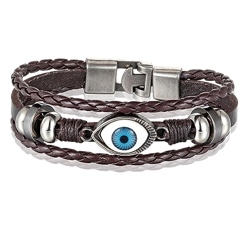 ZCCZJS Armbänder für Männer Armband Frauen Gothisches Muster Mehrschicht böser Augen Lederarmband für Männer Persönlichkeit Accessoires Geburtstagsfeier von ZCCZJS