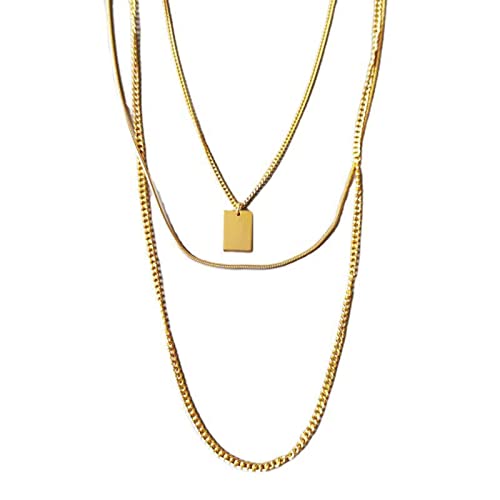 ZCCZJS Bar Anhänger Halskette, 925 Bohemian Square Multi-Layercle Cnecklace Women Fashion Beach Urlaub Schmuckgeschenk/ von ZCCZJS