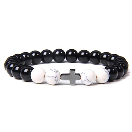 ZCCZJS Buddhismus Gebetsknner Armbänder Männer natürliche Heilungsenergie Polihsed Amethysts Pulsera Frauen schwarzer Onyx Armreif 23 cm Vermeil von ZCCZJS