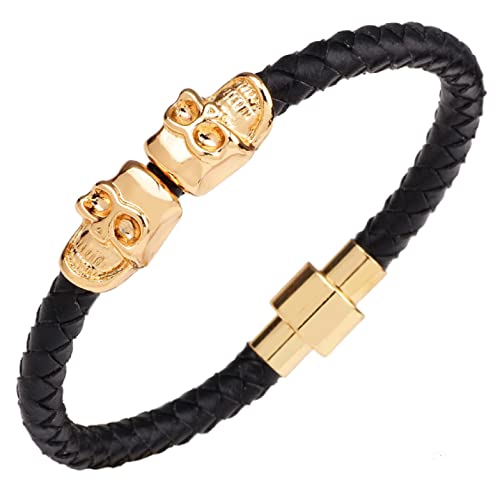 ZCCZJS Bysonglezai Armband Herren Armbänder Frauen Modes schwarzes Lederarmband für Männer Gothic Style Skull Armband Party von ZCCZJS