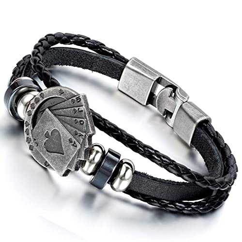 ZCCZJS Bysonglezai Armband Herren Armbänder Frauen Trendy Poker gewebtes Lederarmband Männer Vintage -Stil Persönlichkeit Handkette von ZCCZJS