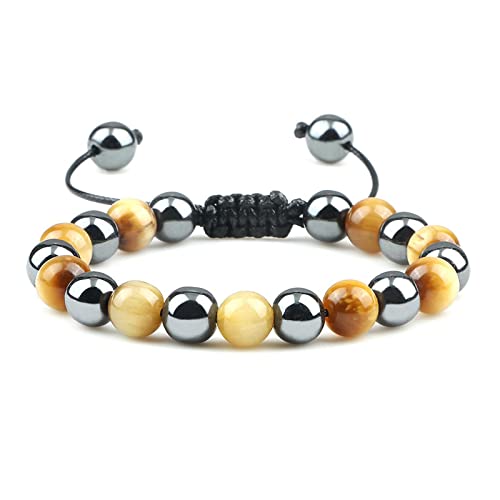 ZCCZJS Bysonglezai Armband Herrenarmbänder Frauen natürliche Tiger Augenstein Armbänder Männer 8mm geflochtenes Armband Handgefertigt von ZCCZJS