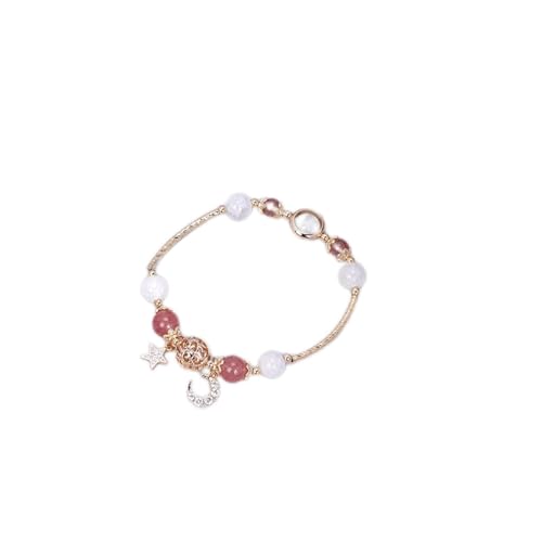 ZCCZJS Charm Armband Mondstern gelbe lila Kristall Erdbeerkristall weiße Mondstein Goldfarbe Charm Armbänder für Frauen Mode Schmuck (Größe: Weiß) von ZCCZJS